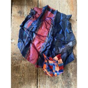 Vintage Scarf Handkerchief Striped Blue Orange Red